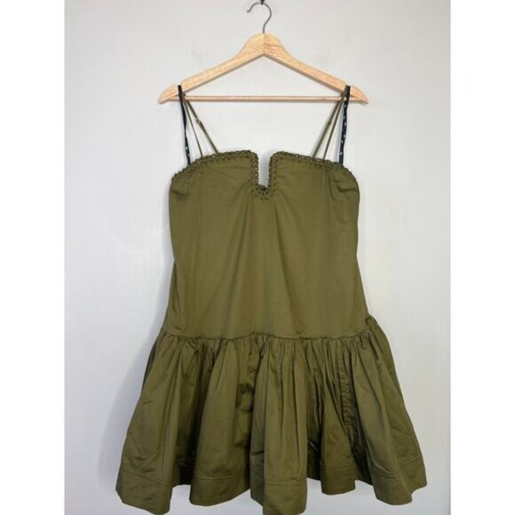 NEW Aje Willow Sleeveless Sweetheart Mini Dress Women's Deep Olive Size: 10 - Picture 2 of 7
